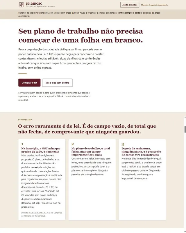 Kit MROSC, primeira tela