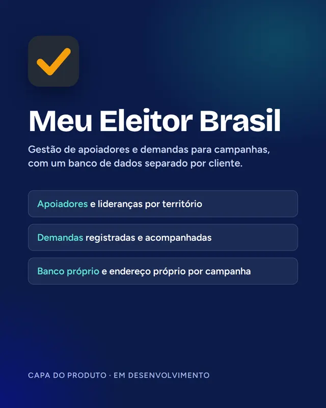 Meu Eleitor Brasil: Capa do produto, desenhada pela ACTech. As telas entram quando o sistema estiver pronto.